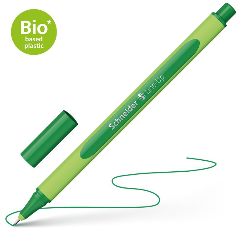 Schneider Fineliner 0.4mm in Blackforest Green, featuring eco-friendly design, ergonomic barrel, and cap-off ink technology.