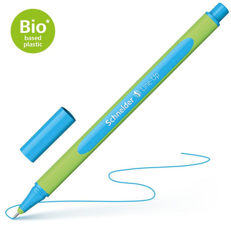 Schneider Fineliner 0.4mm in Mineral Blue, featuring a triangular grip, eco-friendly design, and cap-off tech for vibrant, precise lines.