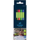 Schneider Fineliner set in assorted colors with adjustable case, featuring eco-friendly design and 0.4mm fine point precision.