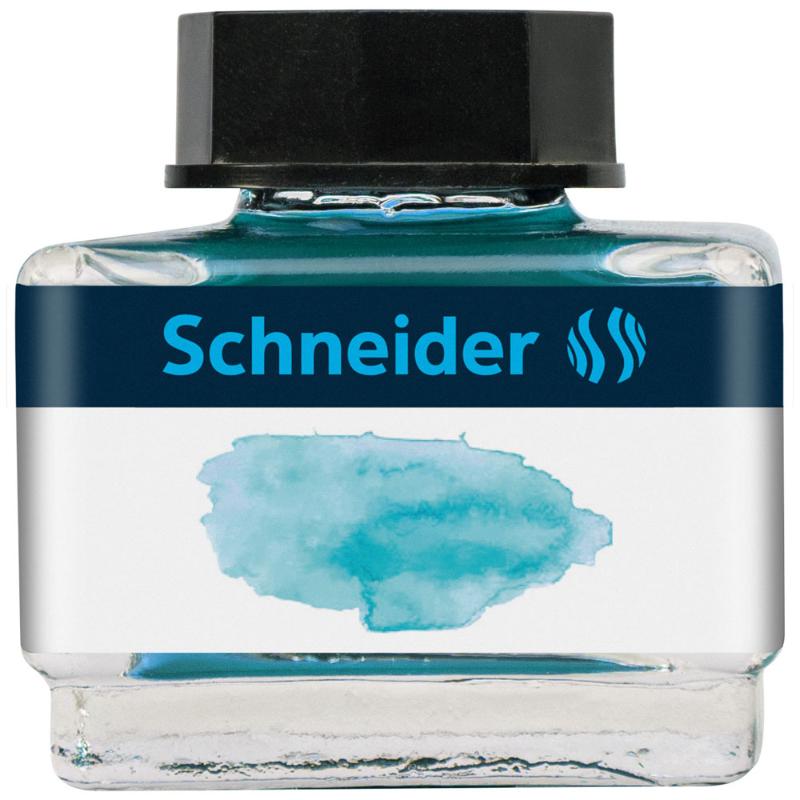 Schneider Bermuda Blue pastel ink in a 15ml glass bottle, ideal for journaling, lettering, and creative projects.