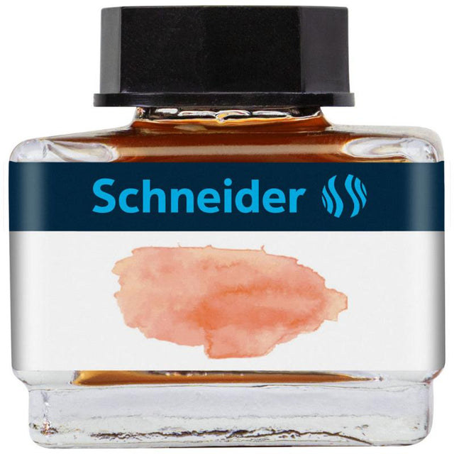Schneider Apricot pastel ink in a 15ml glass bottle, perfect for art and stationery lovers, featuring a vibrant orange hue.