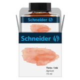 Schneider Apricot Pastel Ink in a 15ml glass bottle, vibrant orange hue ideal for creative writing and art projects.