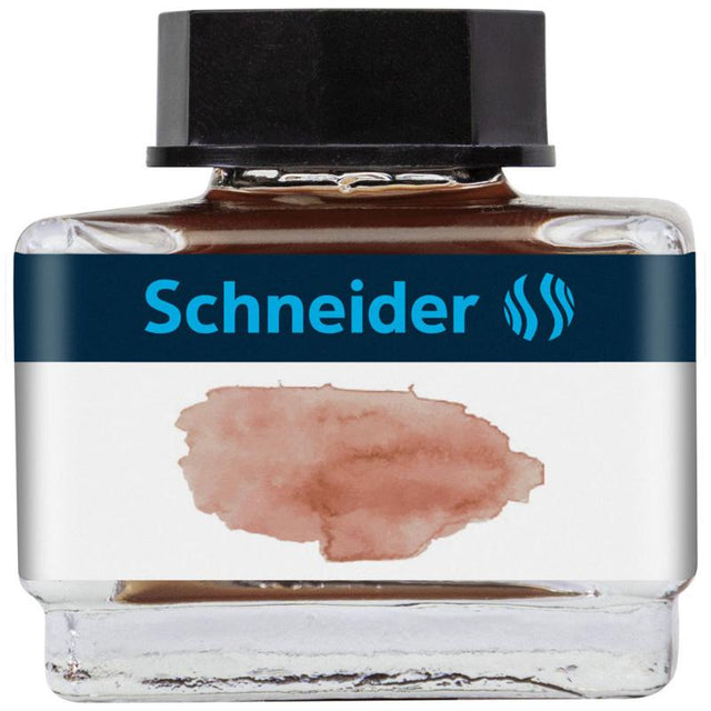 Schneider Bottle Pastel Ink in Cognac, 15ml, elegantly packaged for vibrant, smooth application in writing and crafts.