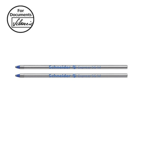 Schneider Ballpoint 56 medium blue refills, 2-pack, featuring stainless steel tips for smooth, smear-free writing.