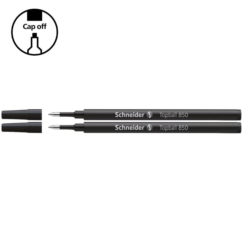 Schneider Pen Refill Rollerball 850 0.5mm Black 2 pieces (Fits Topball 811)