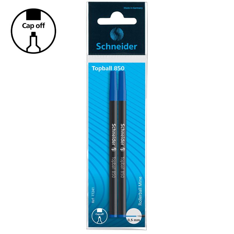 Schneider Pen Refill Rollerball 850 0.5mm Blue 2 pieces (Fits Topball 811)