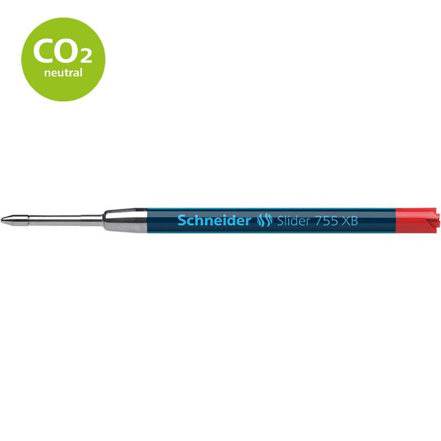 Schneider Pen Refill 755 Extra Broad Red, featuring smooth Viscoglide® technology and quick-drying, smudge-proof ink.