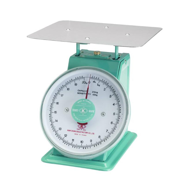 Kain Chung Metal Parcel Scales with 20kg capacity and easy-to-read dial for accurate weight measurement.