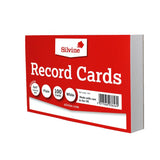 Plain white 6x4" record cards by Silvine, perfect for note-taking, studying, and organizing information with 100 durable cards.