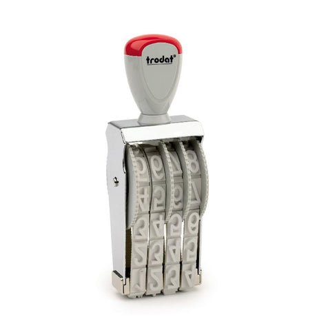 Trodat Classic Numberer 15154 with 4 customizable bands, ergonomic grips, and durable metal frame for precise numbering.