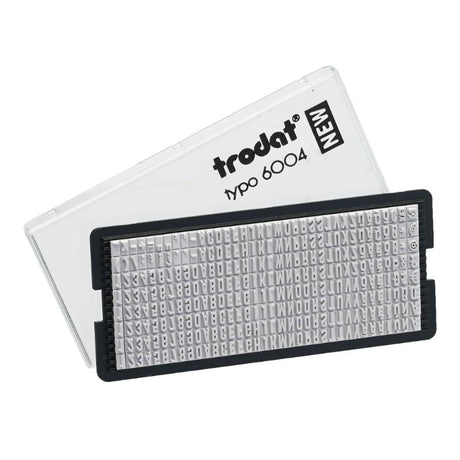 Trodat Alpha-Numeric 4mm Type Set featuring 288 durable characters for custom stamping, perfect for DIY and branding.
