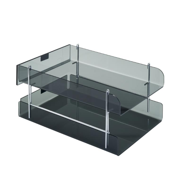 Transparent plastic tray pillars for elevating Cambrian document trays, enhancing organization and workspace efficiency.