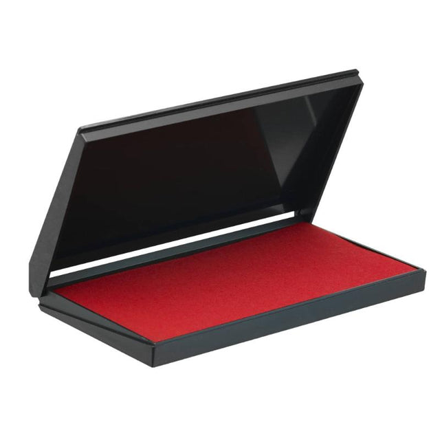 Trodat Stamp Pad 9053 in vibrant red, measuring 160mm x 90mm, ideal for clear impressions with no inking required.