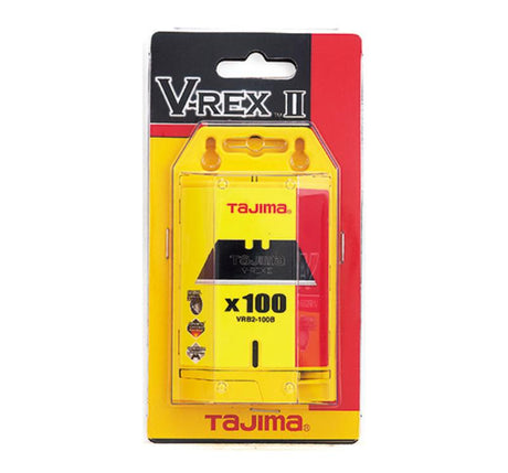 Tajima V-REX utility blades in a pack of 100, made from premium Japanese steel for precision cutting and durability.