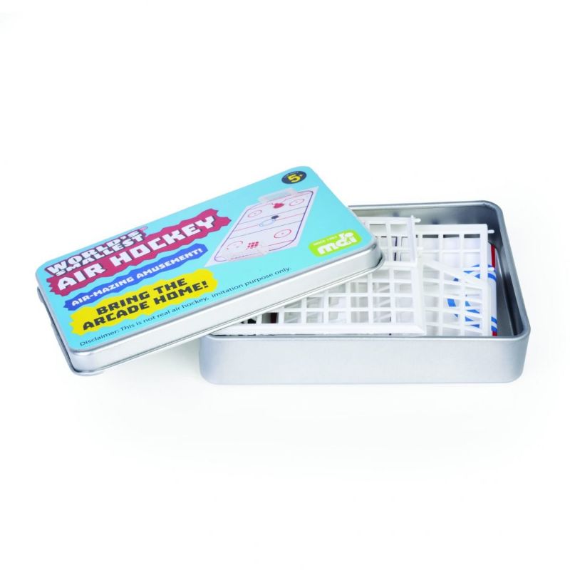 Set of 12 World's Smallest Air Hockey games, ideal for portable fun at parties and gatherings. Perfect for all ages.