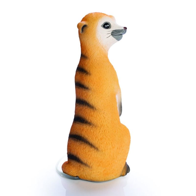 Adorable 28cm meerkat table lamp with realistic fur, perfect as a night light or decorative piece in any room.