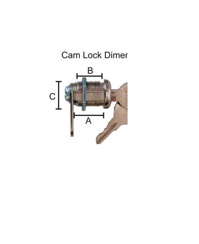 Cam Lock 11mm Xcel Chrome Plated with Backnut for secure lockers, canopies, and more; includes 2 unique keys.