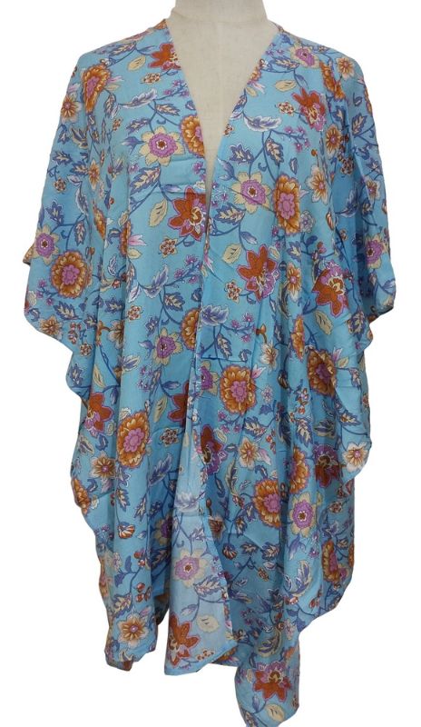 Lightweight sky blue cape with ruffled sides, perfect for layering and fitting chest sizes up to 117cm.
