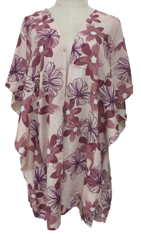 Elegant plum cape with ruffled sides, made from 100% viscose, offering comfort and style for various occasions.