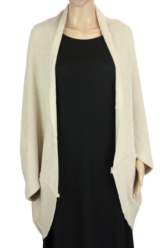 Linen blend shrug and scarf in neutral color, perfect for layering with a chic and versatile design for any occasion.