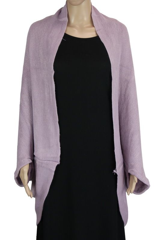 Violet dual-use shrug and scarf made of soft acrylic, perfect for layering and adding elegance to any outfit.