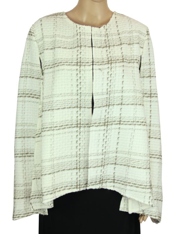 Amelia Cape in White Check: a chic, cozy acrylic layer with a sophisticated pattern for versatile styling.
