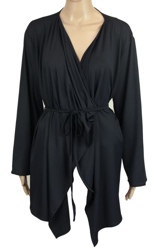 Harper Jacket Cape in black, versatile and elegant, crafted from 100% polyester for all-season style and comfort.