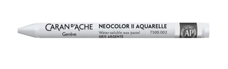 Pack of 10 Caran d'Ache Neocolor II Silver Grey crayons, ideal for blending, layering, and versatile wet and dry techniques.