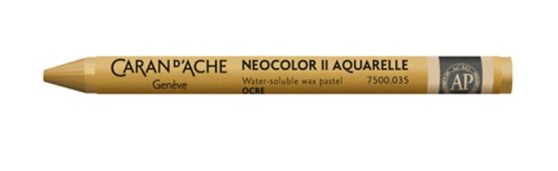 Caran D’ache Neocolor II Ochre crayons pack of 10, featuring rich pigments for versatile wet and dry techniques.