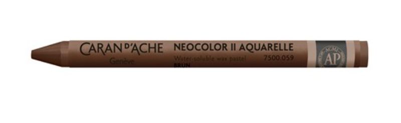 Pack of 10 Caran D’ache Neocolor II brown crayons, ideal for blending and water-soluble techniques in art projects.