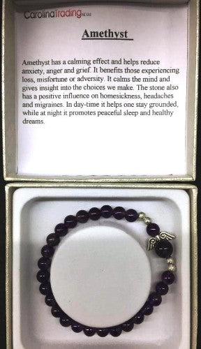 Amethyst bracelet featuring genuine gemstones, 6cm diameter, promoting tranquility and adding elegance to any outfit.