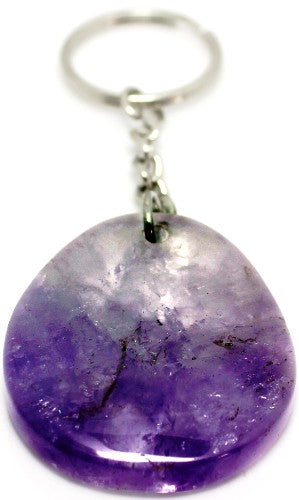 Set of 12 unique amethyst keyrings featuring calming violet hues, perfect for gifts and spiritual wellness.