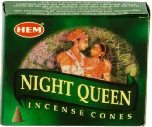 HEM Night Queen Incense Cones with rich floral aroma create a soothing atmosphere for relaxation and meditation.