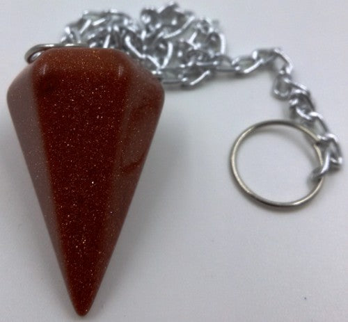 Goldstone cone pendulum with a shimmering golden hue, ideal for energy work, divination, and meditation.