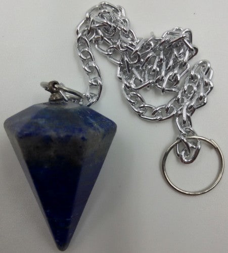 Lapis cone pendulum, 3cm stone, 29cm overall; ideal for divination, meditation, and chakra balancing.