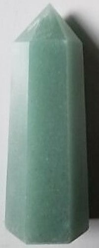 Aventurine crystal point 7.5 x 2.2cm, vibrant green, smooth texture, ideal for meditation and healing.