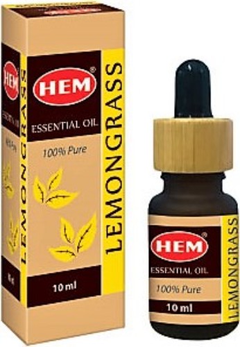 Pure HEM Lemongrass Essential Oil (10 ml) for aromatherapy, uplifting citrus scent, antimicrobial, and perfect for wellness routines.