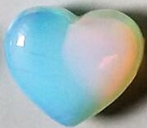 Iridescent opalite heart, 3x2.5cm, promoting emotional healing and positivity, perfect for meditation and home decor.