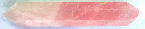 Rose Quartz crystal wand ornament, 10.5cm to 11.5cm, enhances decor with love, healing energy, and unique aesthetics.