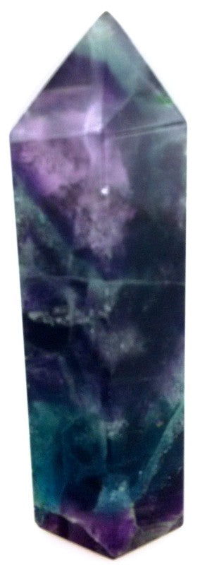 Stunning 7.5 cm tall Fluorite Point crystal with vibrant green and purple hues, perfect for meditation and home decor.
