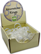 Mini Moonstone Ring set featuring 100 unique rings in mixed sizes, showcasing enchanting moonstone's mystical beauty.