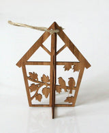 Charming eco-friendly bamboo birdhouse ornament, 85 x 100mm, perfect for attracting birds to your garden or home decor.