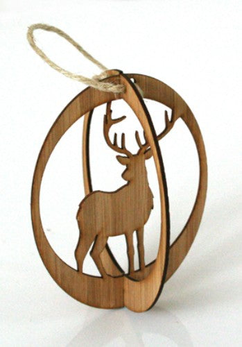 Elegant bamboo Stag Ornament, 75 x 100 mm, perfect for eco-friendly home decor and seasonal displays.