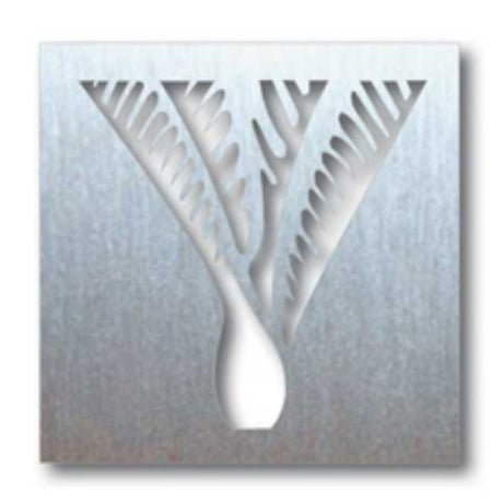 Stunning 300x300 mm Nikau wall art in brushed silver ACM, perfect for modern or traditional decor.