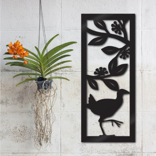 Stunning Pukeko wall art panel, 230x550mm, made of durable black ACM for indoor/outdoor decor, perfect for nature lovers.