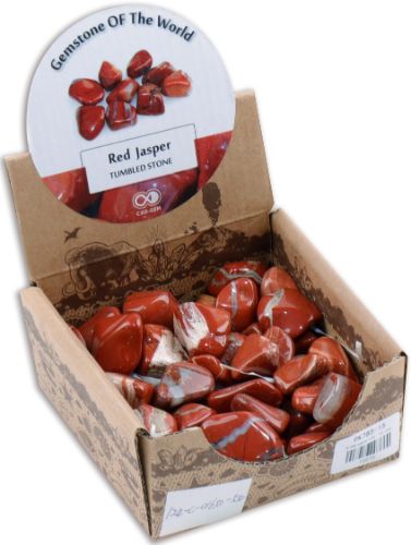 Tumbled Stone Red Jasper 0.5kg box featuring vibrant, grounding stones, ideal for meditation, decor, and healing practices.