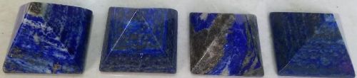 Medium lapis lazuli pyramid measuring 3.8x3.2 cm, featuring vibrant blue hues and gold flecks for home decor or meditation.