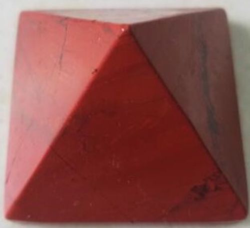 Medium Red Jasper Pyramid (3.8x3.2CM) showcasing earthy colors, perfect for meditation and enhancing energy in any space.