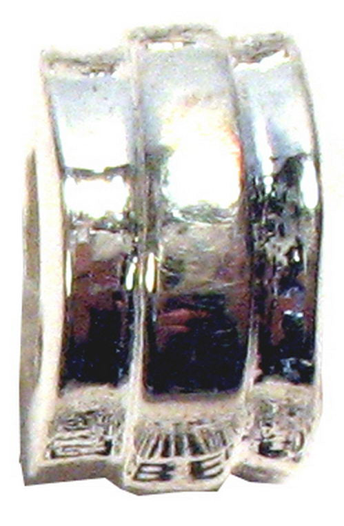Silver-plated barrel stopper beads in 6-piece bag, featuring anti-tarnish coating for secure, elegant jewelry making.