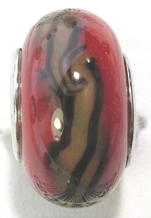 Vibrant red glass beads, hand-made with a rhodium finish, perfect for 3mm bracelets and DIY jewelry projects, set of 4.